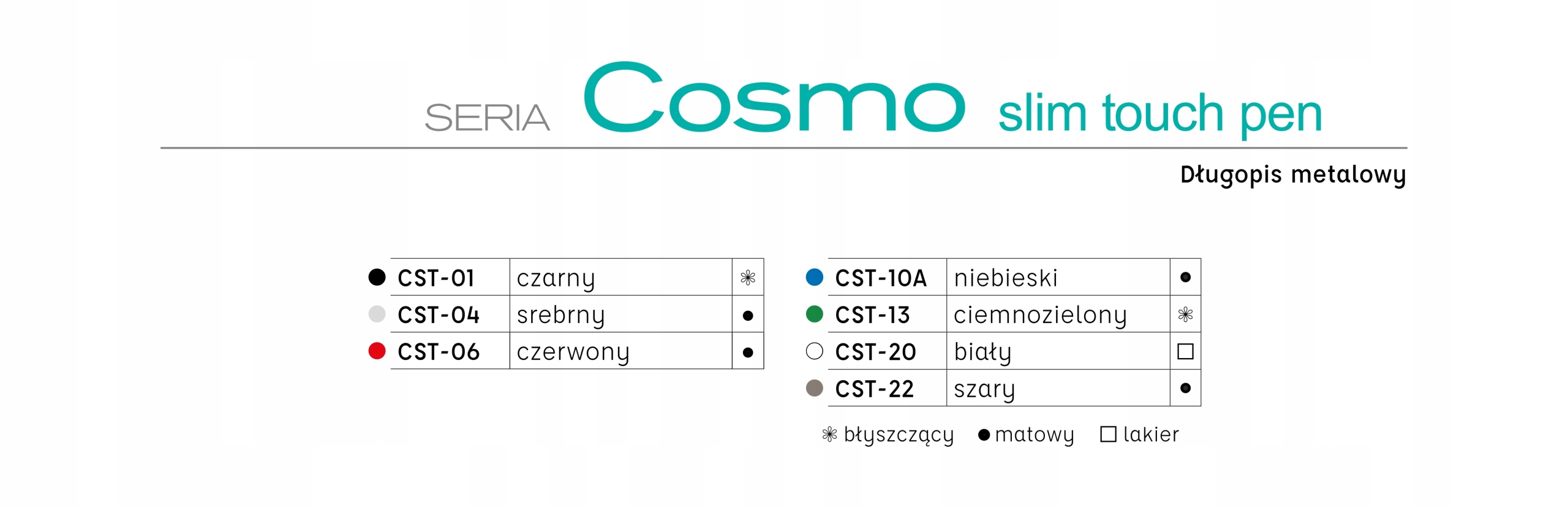 Długopisy COSMO Slim Touch Pen kolory